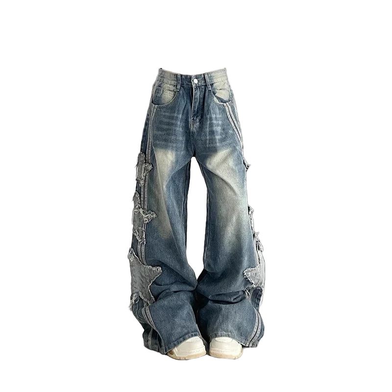Y2K Star Striped Baggy Jeans