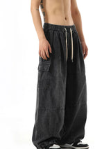 Jean cargo noir ample