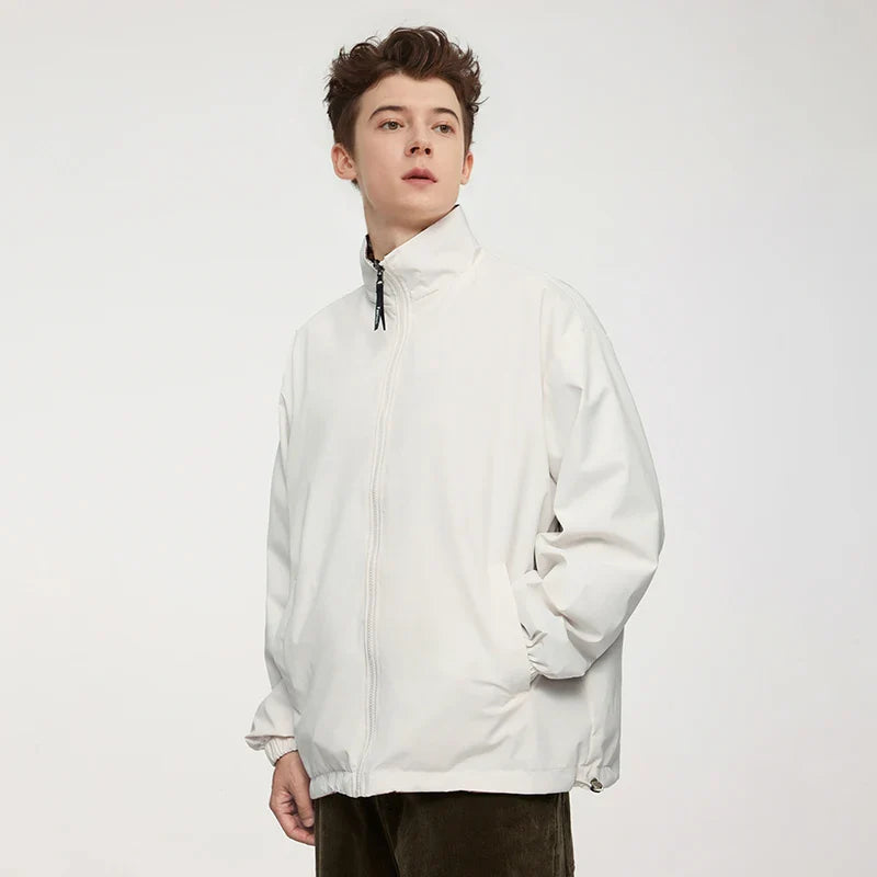 Solid Color Zip-Up Windbreaker Jacket