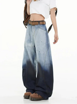 Vintage American Gradient Design Curved Jeans