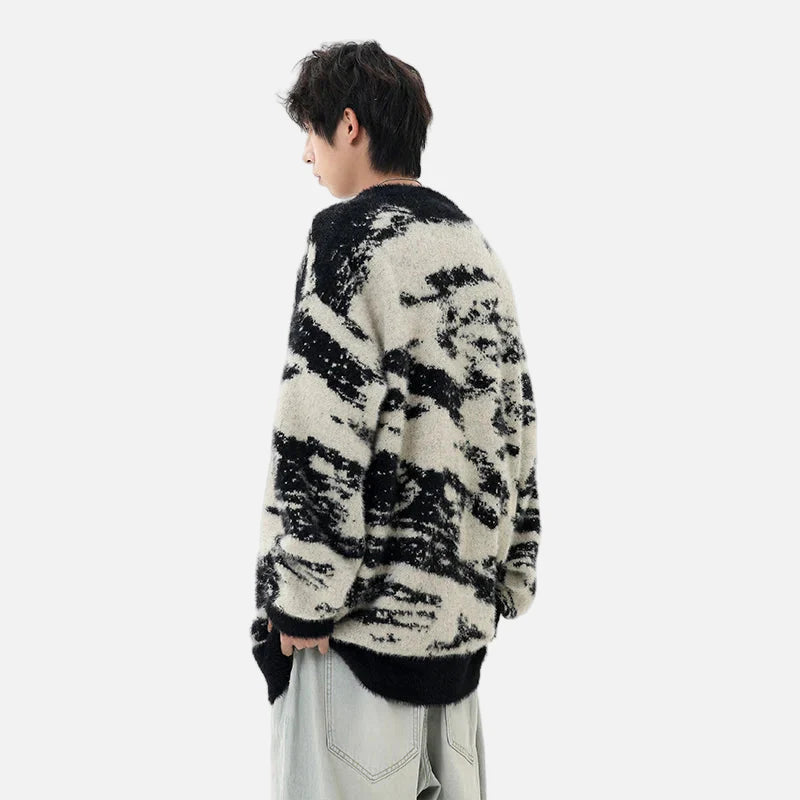 Pull d'hiver souple à motif géométrique