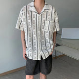 Essential Mesh Hollow Striped Shirt