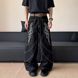 Vintage-Jeans im amerikanischen Stil mit Grafikprint und weitem Bein