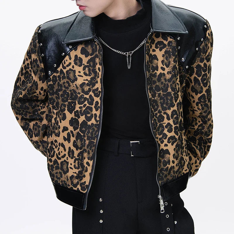 Veste à revers à imprimé léopard flatteuse