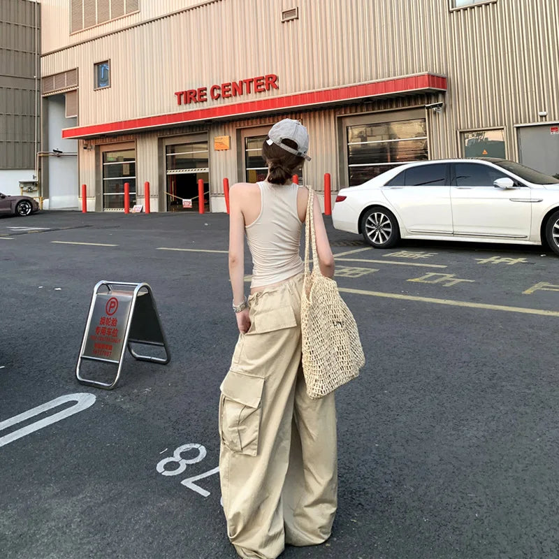 Adjustable Waist Baggy Cargo Pants