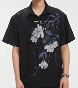 Flattering Stylish Black Printed Lapel Shirt