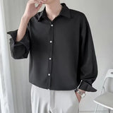 Chemise à motif uni style coréen