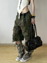 Vintage Camouflage High Waist Denim Jorts