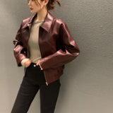 Vintage-Retro-Hip-Hop-Lederjacke für Damen