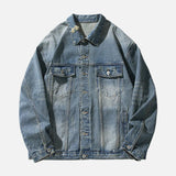 Damaged Neckline Loose Denim Jacket