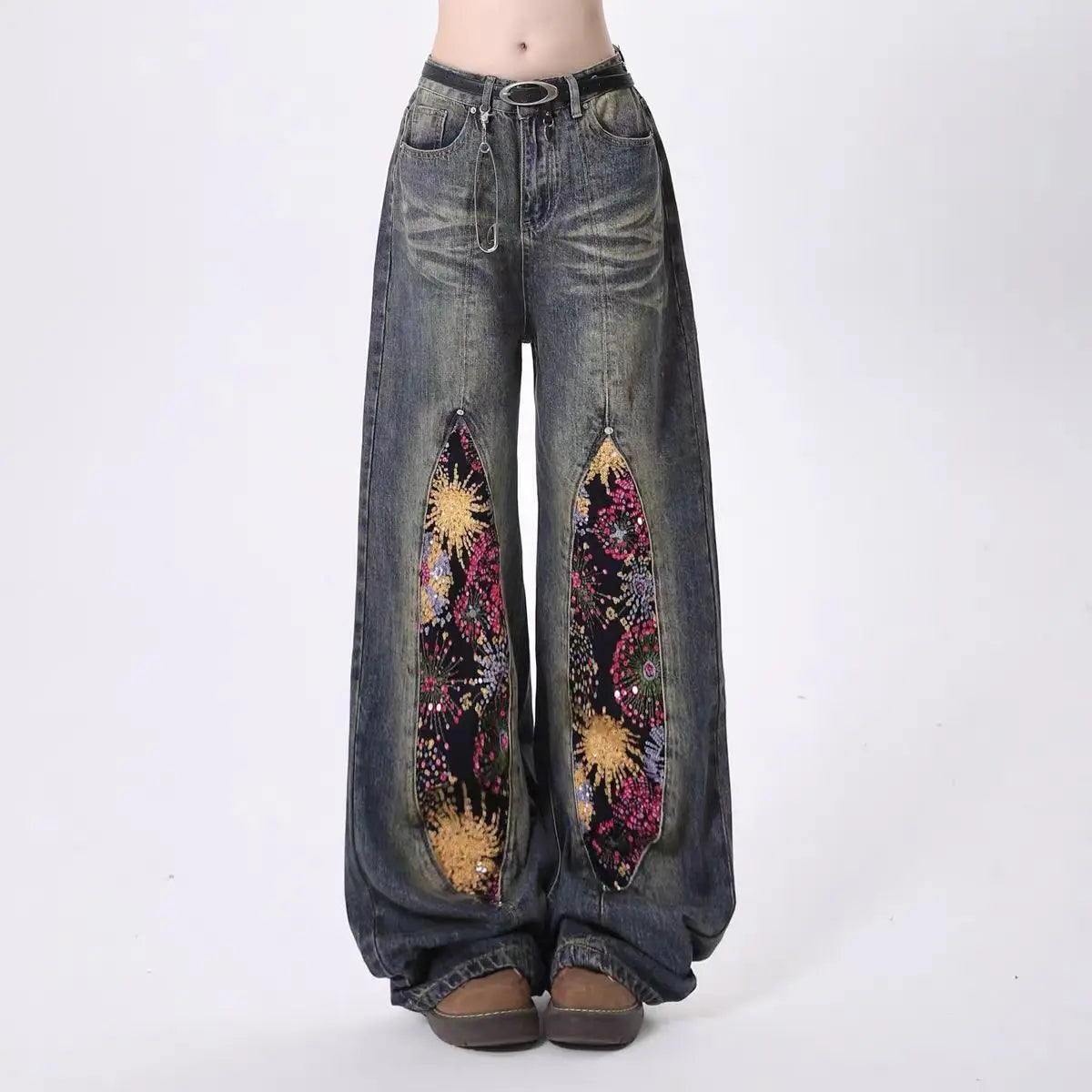 American High Street Firework Beads Jeans