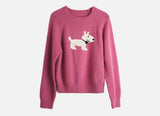 Cozy French Cute Puppy Knit Jumper Sweater