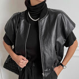 Gilet en cuir rétro automne luxe hiver