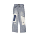 Oversize-Jeans mit Flicken und Löchern, High-Jeans