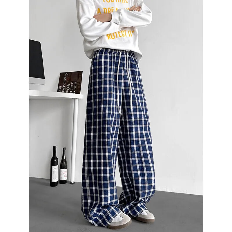 Oversized Herren-Streetwear-Hose mit Karomuster