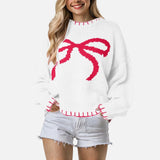 Women Hip Hop Cozy Jacquard Bow Sweater