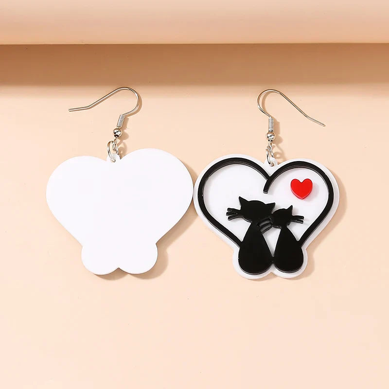 Creative Love Cat Acrylic Plate Earrings