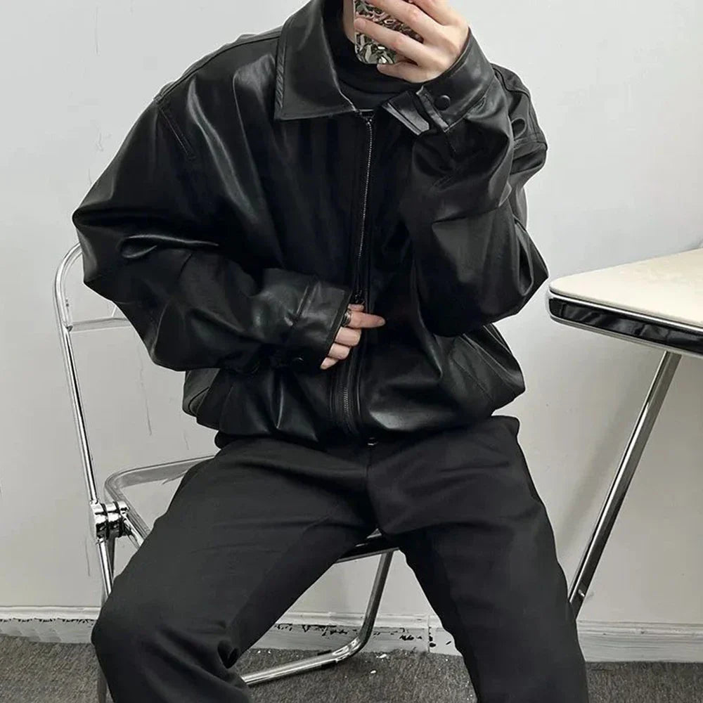Long-lasting Retro Loose British Leather Jacket