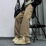Cool Vintage Hip Hop Rivet Split Straight Pants