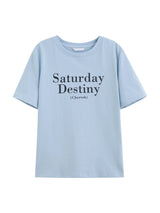 Women Cool Blue Printed Cotton Short-Sleeved T-Shirt