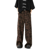 Retro Japanese Style Printed Wide Leg Pants