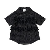 Schwarzes Kurzarmhemd mit Polka-Dots für Damen
