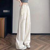 Atmungsaktive Jeans mit weitem Bein in Diamantweiß.