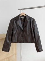 Damen Retro-Motorradlederjacke aus Kunstpelz