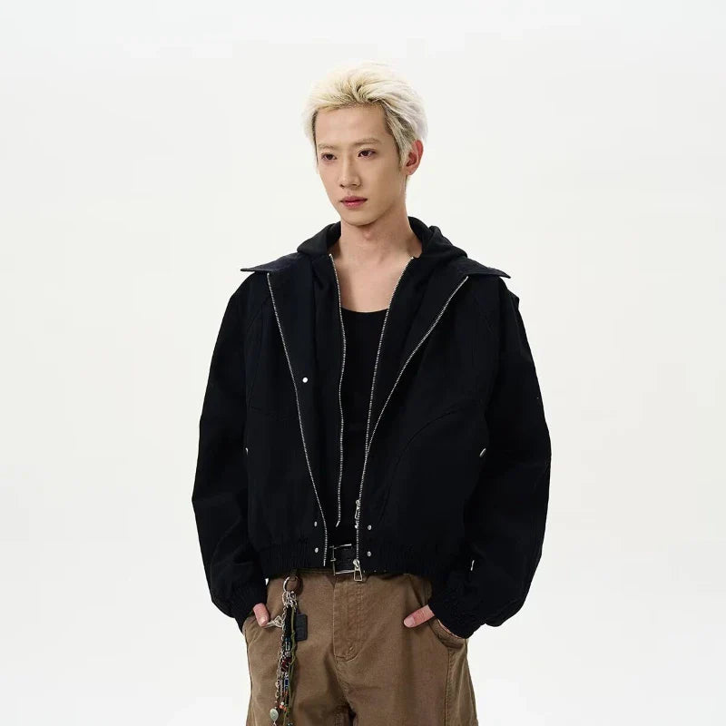 Veste à capuche rétro patchwork silhouette