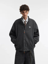 Veste bomber minimaliste à col montant couleur avoine chinée