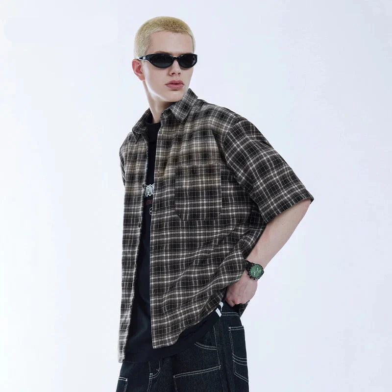 Chemise à carreaux oversize à dégradé épais