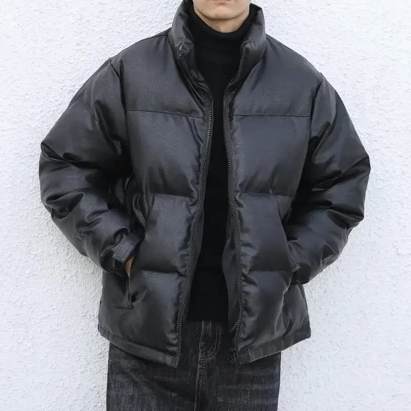 Parka d'hiver noire pour homme, matelassée et décontractée