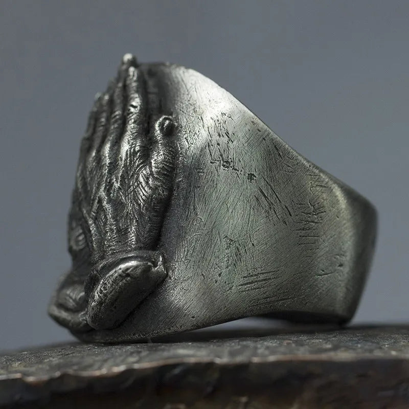 Vintage Punk Prayer Hands Finger Ring