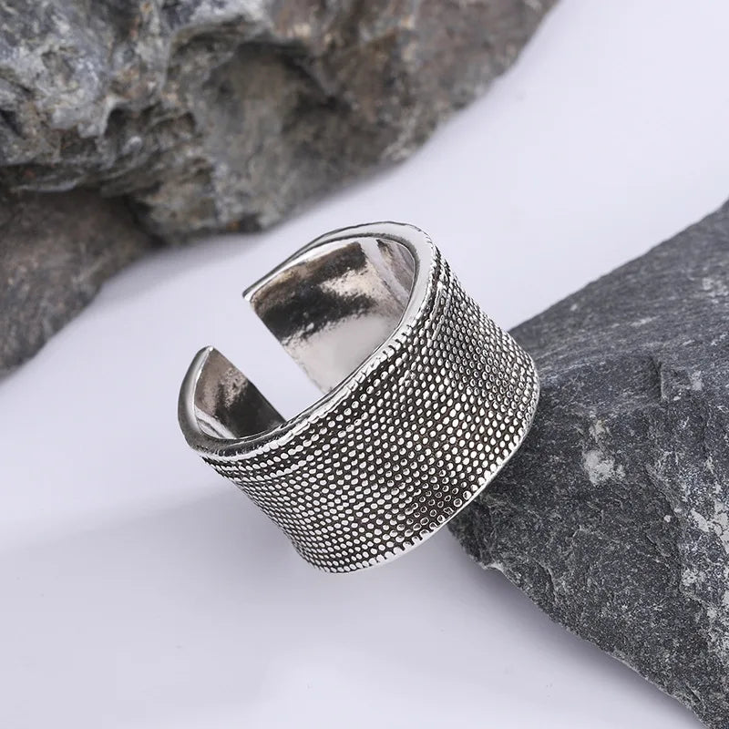 Vintage Thai Silver Tree Bark Texture Ring