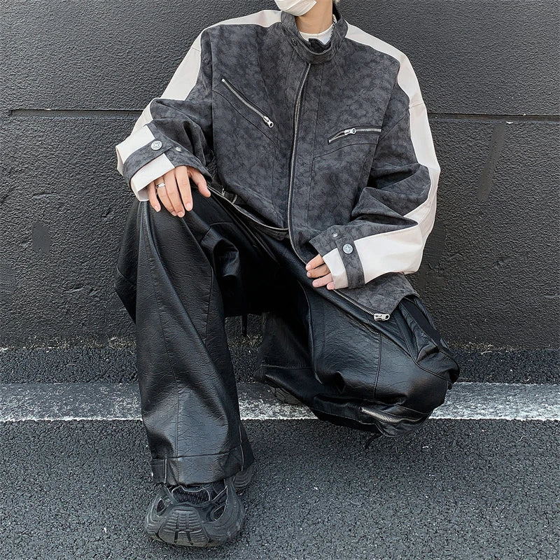 Retro Motorcycle Style Matte Leather Jacket