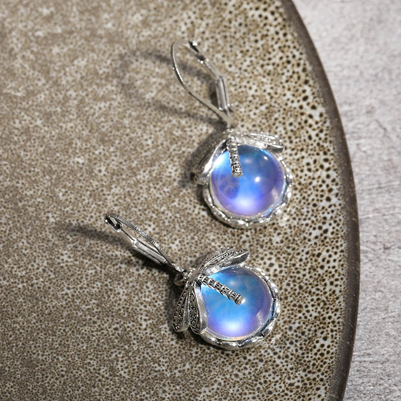 Multicolour Moonstone Dragonfly Earrings