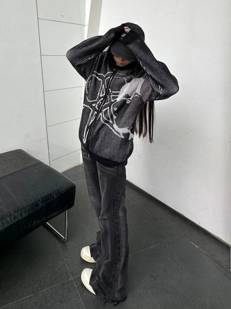 Y2Kヴィンテージ スタージャカード エステティック スウェットシャツ