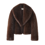 Style yourself in this luxurious black faux fur jacket, designed with an ultra-plush texture and voluminous collar for the ultimate glamorous streetwear statement.