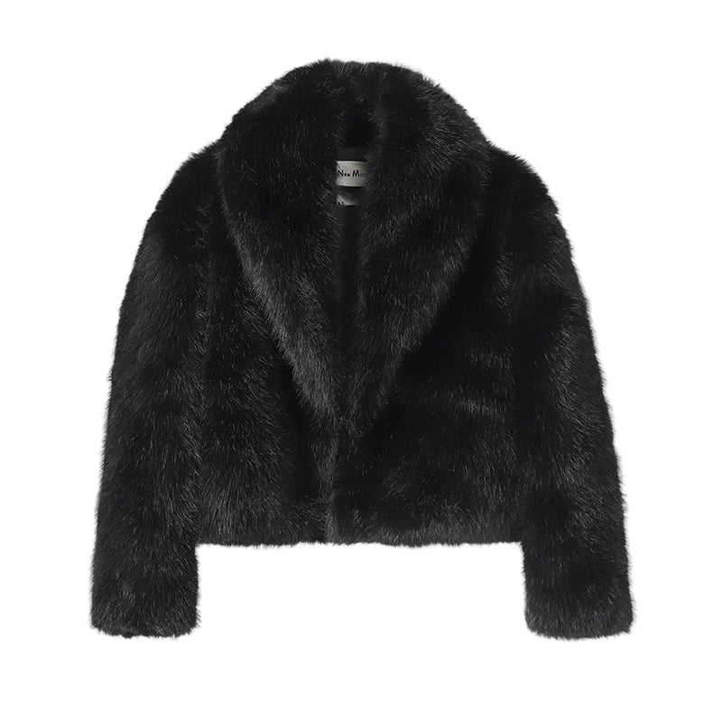 Style yourself in this luxurious black faux fur jacket, designed with an ultra-plush texture and voluminous collar for the ultimate glamorous streetwear statement.