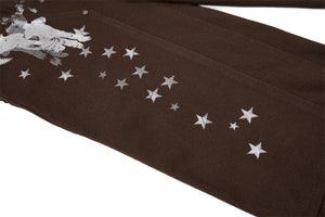 Brown fabric with white star patterns on a white background