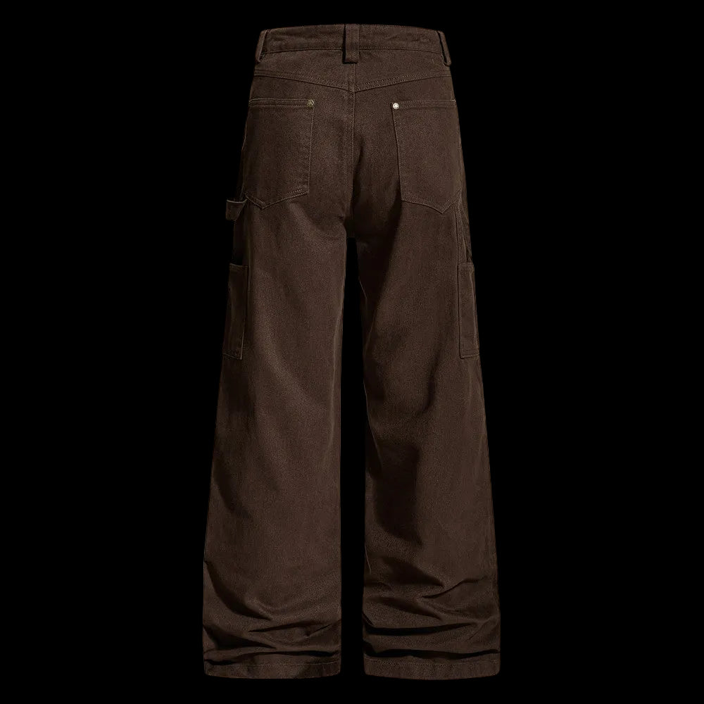 Brown cargo pants on a white background