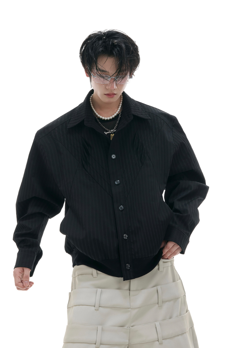 Textured Embroidered Cropped Shirt