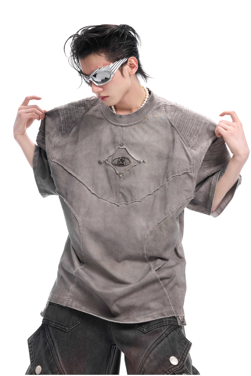 Vintage-T-Shirt mit verwaschenem, knittrigen Logo-Effekt