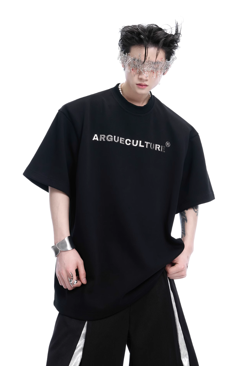 Baumwoll-T-Shirt mit Nietenbesatz und besticktem Rückenmotiv