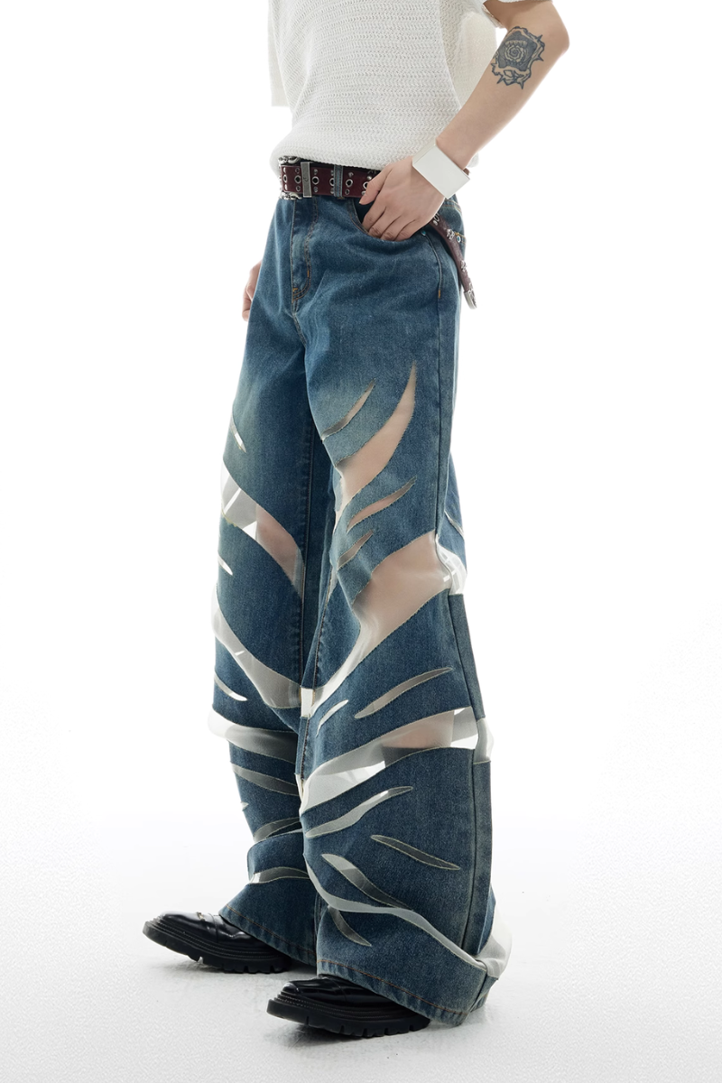 Mesh-Einsatz-Denim 