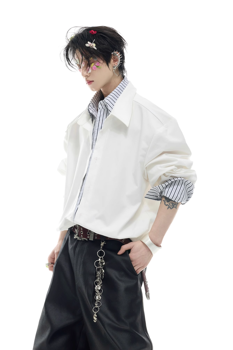 Striped Colorblock Layered Shirt