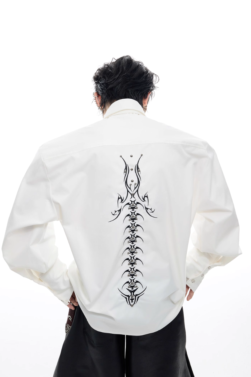 Embroidered Spine Deconstructed Shirt
