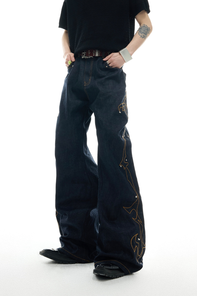 Vintage Jeans mit Kontrastnähten
