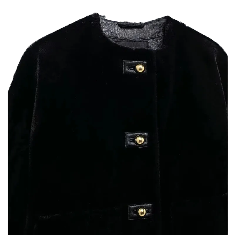 Black coat with gold buttons on a white background