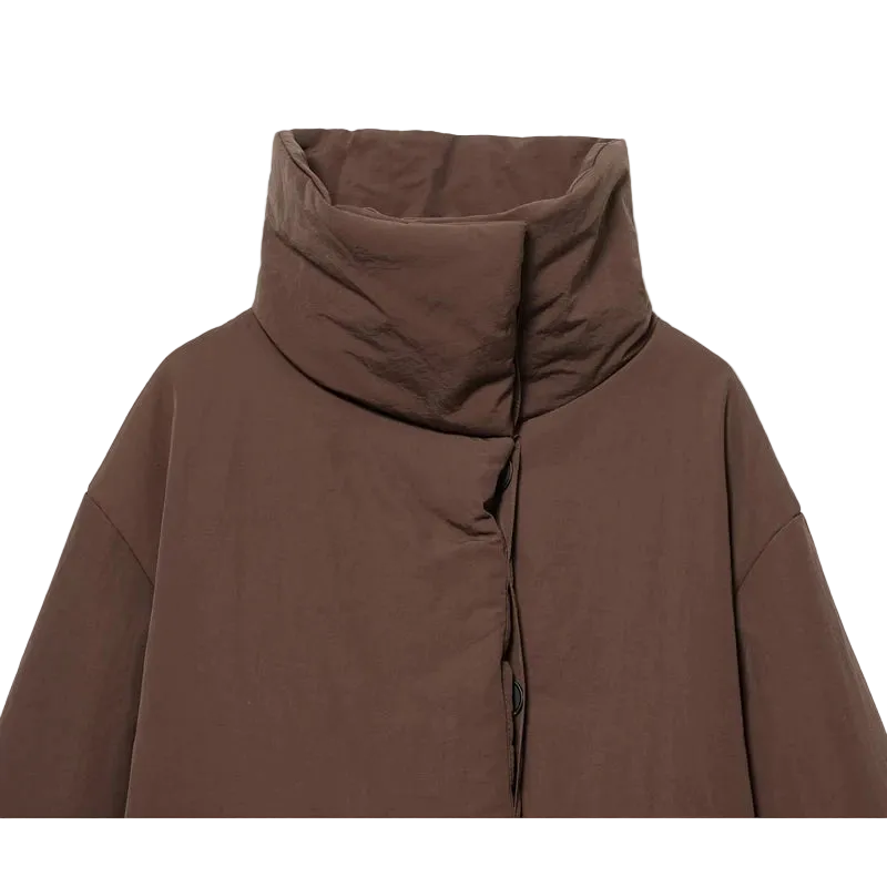Brown jacket with a high collar on a white background